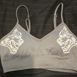 Gray Women's Darc Spror Sport Bra with Wolf Design